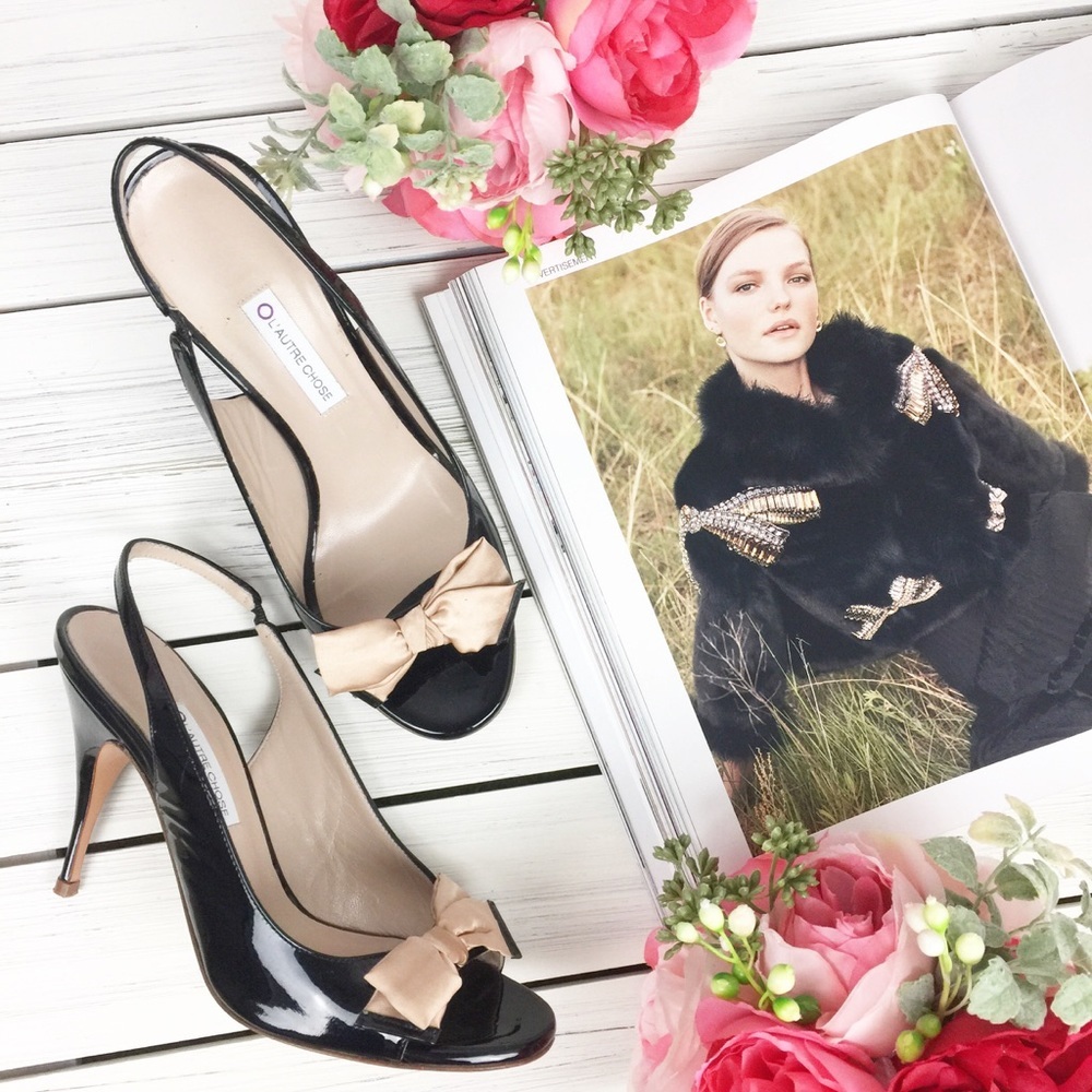 L'autre Chose Black Deserto Slingback Heels 38